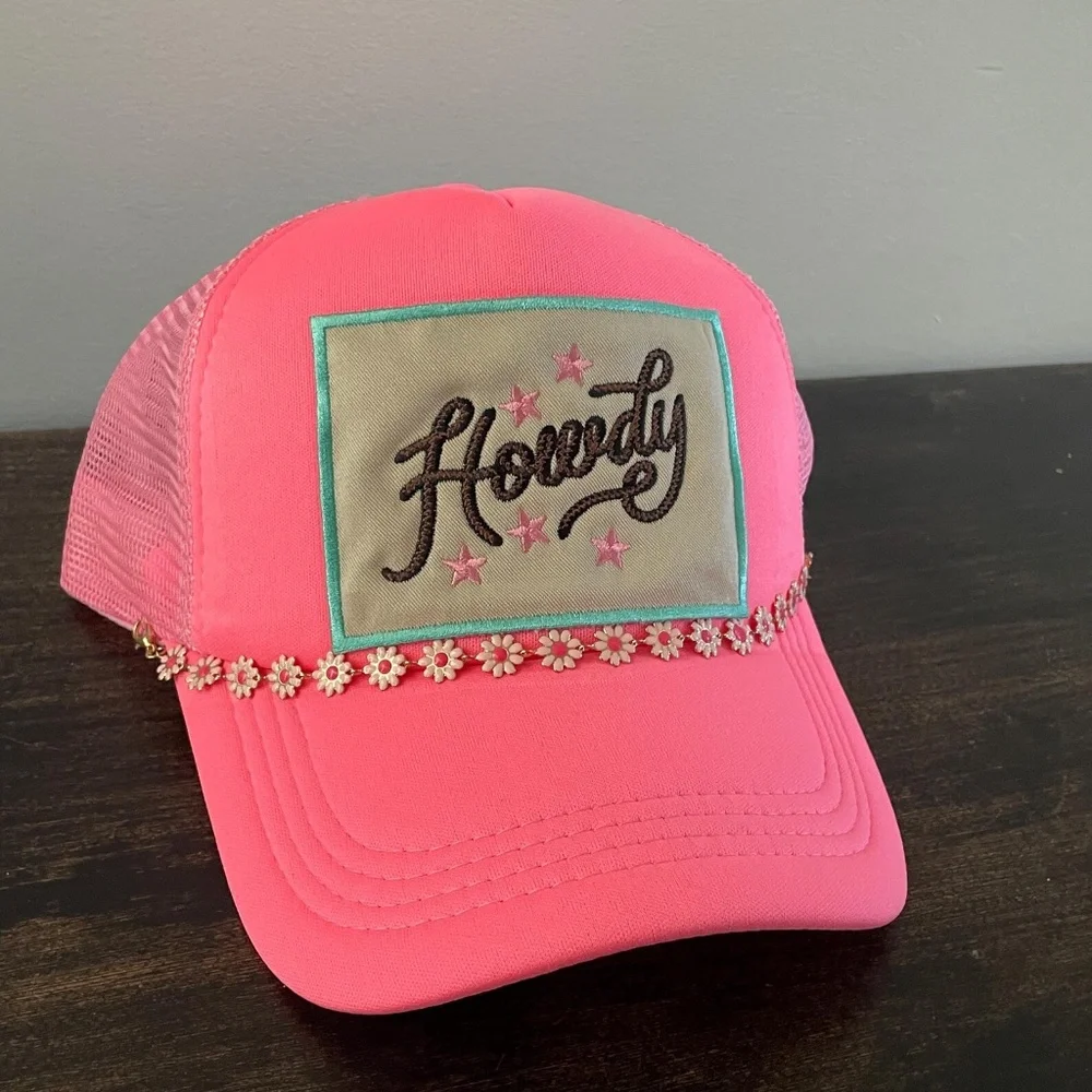 Howdy Pink Daisy Trucker Hat - Picture 2 of 5